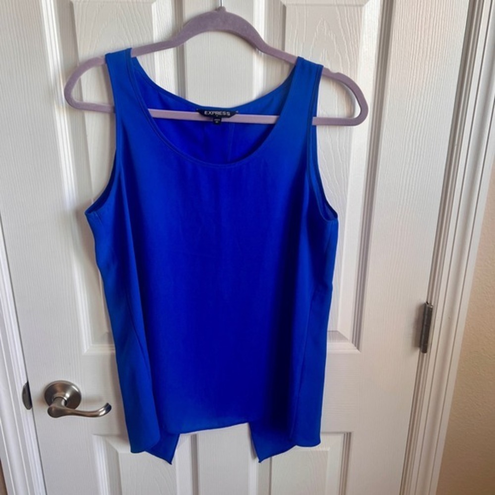 Express Royal Blue‎ Sleeveless Blouse Split Back Tank Top Medium